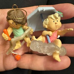 Stardust Angel 1985 Hallmark Ornament & 1987 BABY ANGEL CLEAR CLOUD UMBRELLA